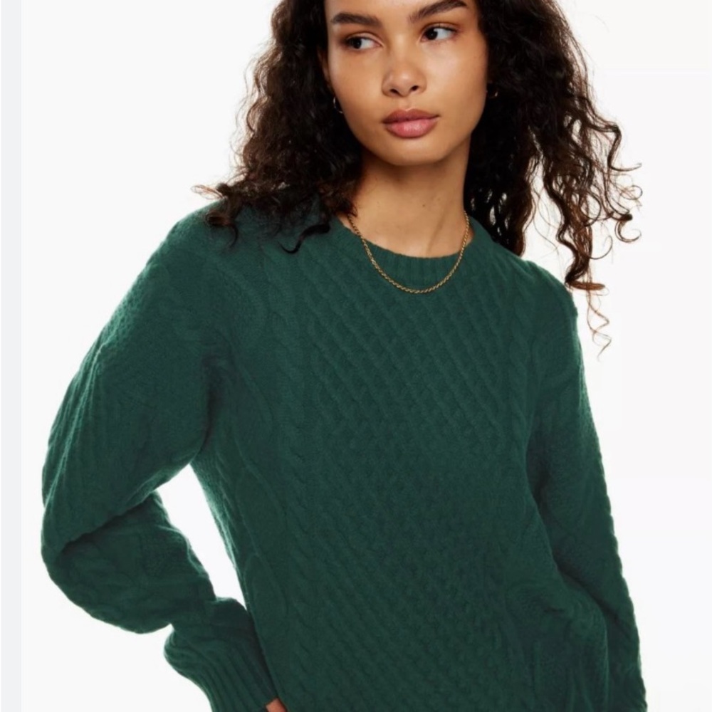 NWT Sunday Best (Aritzia) Peggy Cable Knit Sweater Scarab SZ L